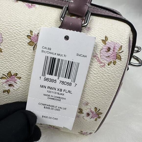 Coach Mini Rowan Crossbody Bag With Floral Print In Canvas/Chalk CAL69 NWT - Picture 7 of 12